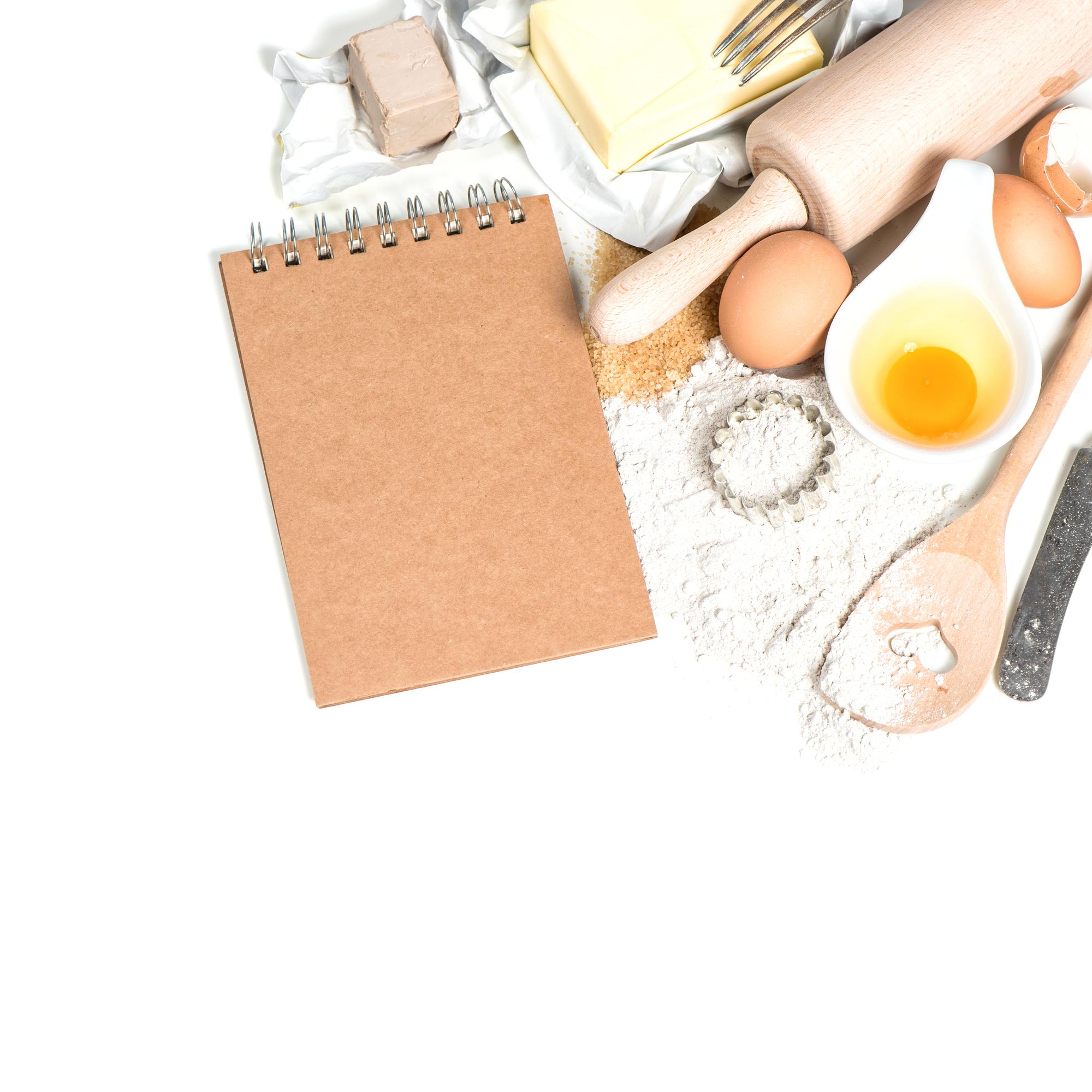 darbo stalas su ingredientais ir receptu